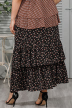 Plus Size Ditsy Floral Layered Maxi Skirt -  by Trendsi | Available at Handbags Specialist Headquarter