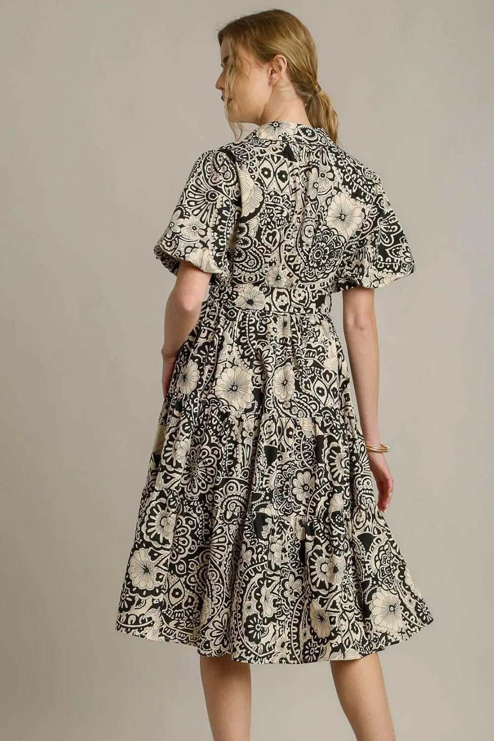 Umgee Full Size Mixed Print A-Line Tiered Midi Dress Plus Size - Dresses by Trendsi | Available at Handbags Specialist Headquarter