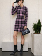 Long Sleeve Plaid Bodycon Mini Dress - Maxi Dress by Trendsi | Available at Handbags Specialist Headquarter