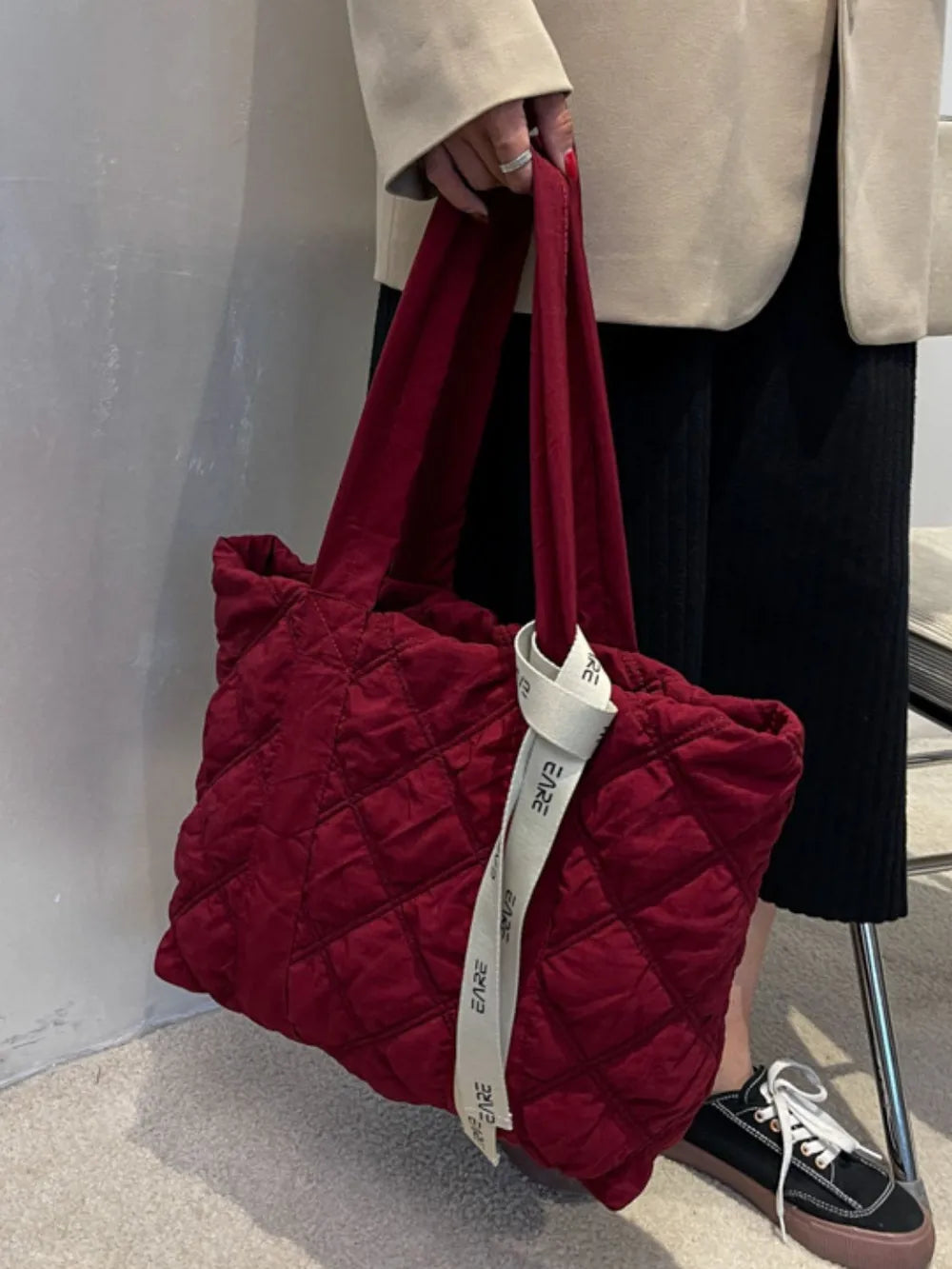 Quilted Nylon Large Tote Bag - Tote Bag by Trendsi | Available at Handbags Specialist Headquarter