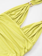 Ruched Halter Neck Bodycon Mini Dress - Maxi Dress by Trendsi | Available at Handbags Specialist Headquarter