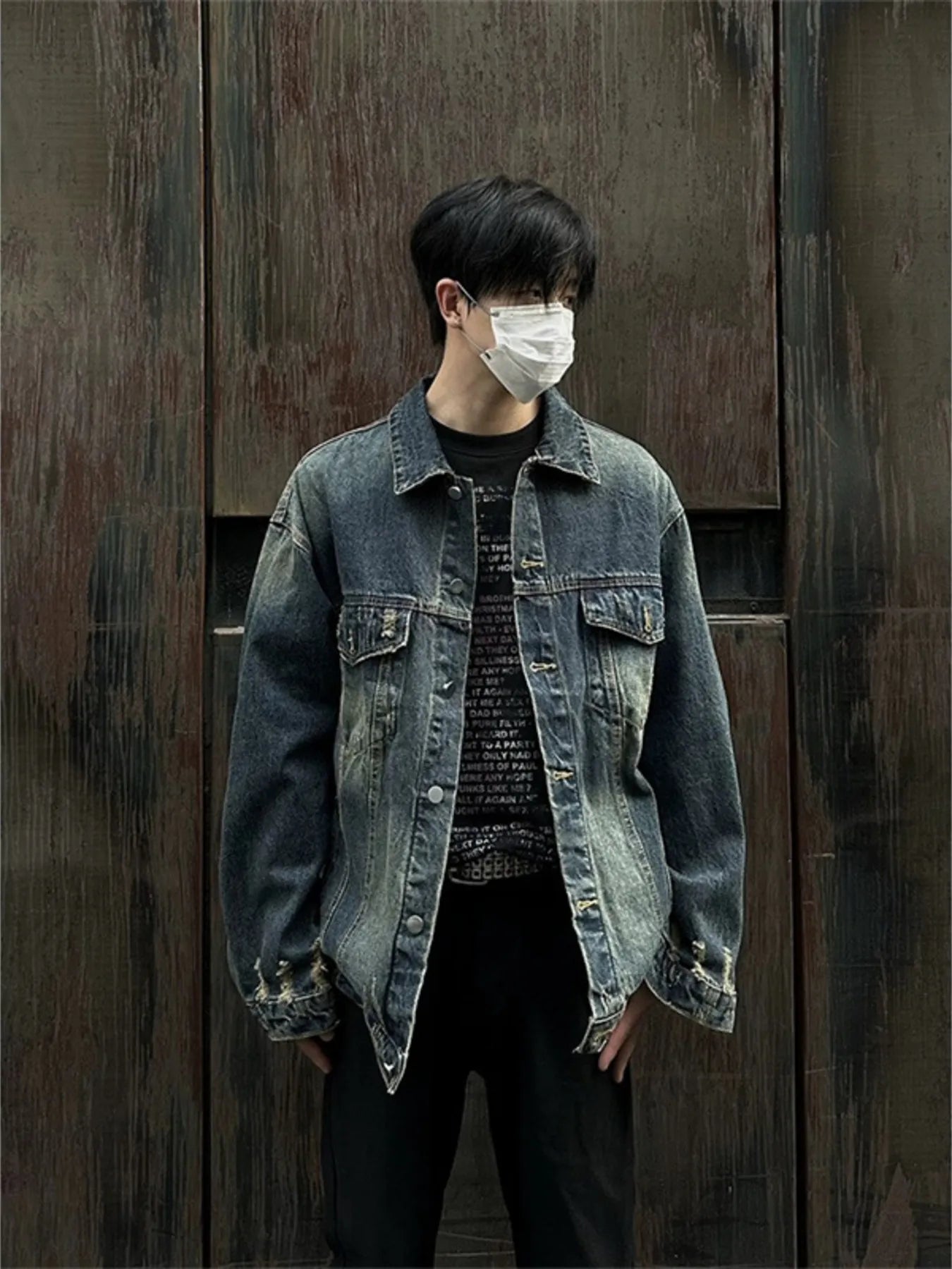 Men's Distressed Button Up Denim Jacket - Men's jackets by Trendsi | Available at Handbags Specialist Headquarter