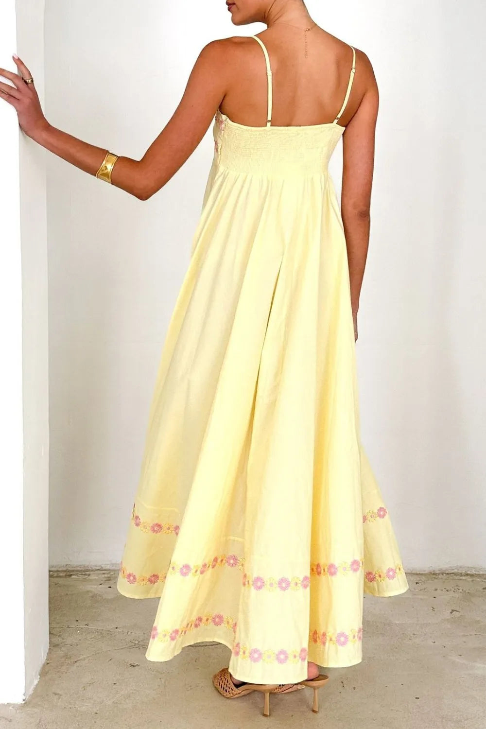 Floral Embroidered Spaghetti Strap Maxi Dress - Maxi Dress by Trendsi | Available at Handbags Specialist Headquarter