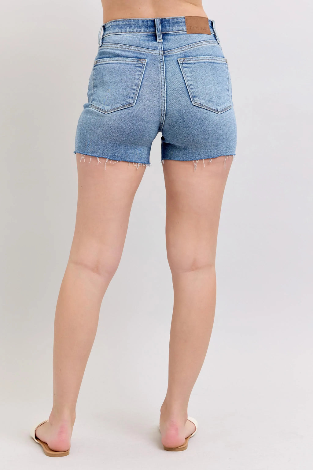 Judy Blue Full Size High Waist Denim Shorts W/stitch Over Destroy Detail Plus Size - Women / Jeans & Denim by Trendsi | Available at Handbags Specialist Headquarter