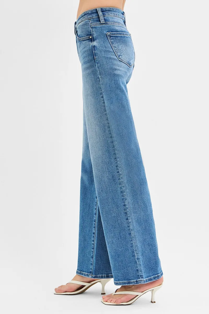 RISEN Full Size Low Rise Wide Leg Jeans Plus Size - Women / Jeans & Denim by Trendsi | Available at Handbags Specialist Headquarter