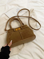 Suede Adjustable Strap Double-Use Handbag - handbags by Trendsi | Available at Handbags Specialist Headquarter