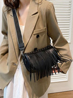 PU Leather Fringe Studded Crossbody Bag - Crossbody Bag by Trendsi | Available at Handbags Specialist Headquarter