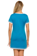 Contrast Trim Short Sleeve Lounge Dress - Sleepwear by Trendsi | Available at Handbags Specialist Headquarter