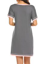 Contrast Trim Short Sleeve Lounge Dress - Sleepwear by Trendsi | Available at Handbags Specialist Headquarter