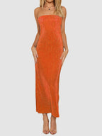 Lace-Up Back Tube Maxi Dress - Maxi Dress by Trendsi | Available at Handbags Specialist Headquarter