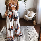 Chic Harmony: Printed Tube & Flowing Pants Set