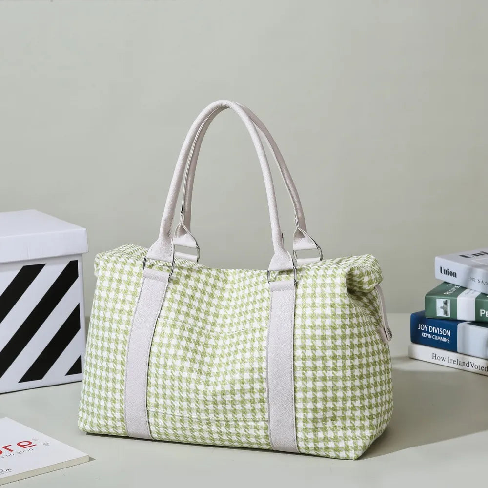 Houndstooth Canvas Travel Bag - travel-bag by Trendsi | Available at Handbags Specialist Headquarter