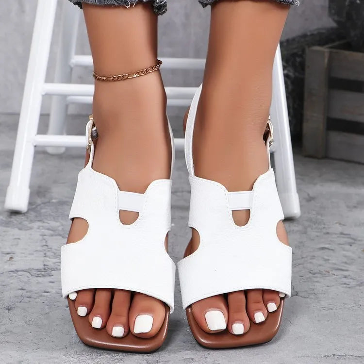 Cut-Out Open Toe Flats Sandals - Women Sandals by Trendsi | Available at Handbags Specialist Headquarter