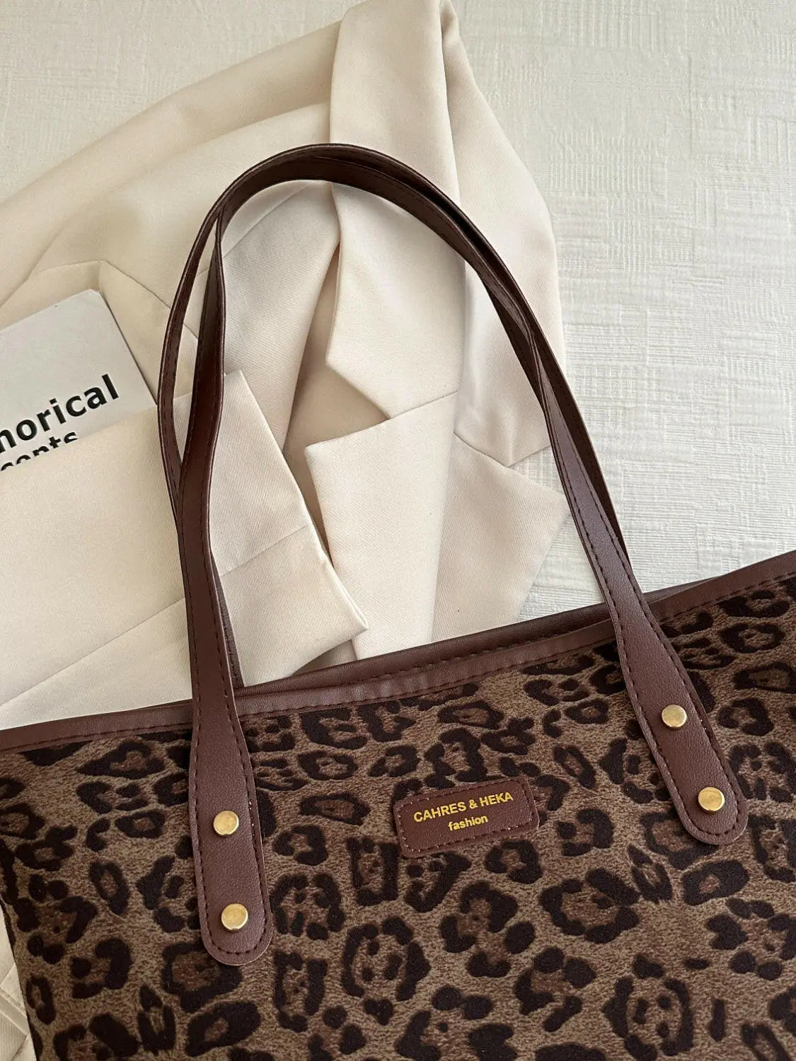 Leopard Polyester Tote Bag - Tote Bag by Trendsi | Available at Handbags Specialist Headquarter