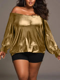 Plus Size Off-Shoulder Long Sleeve Blouse - Plus Size Shirts by Trendsi | Available at Handbags Specialist Headquarter
