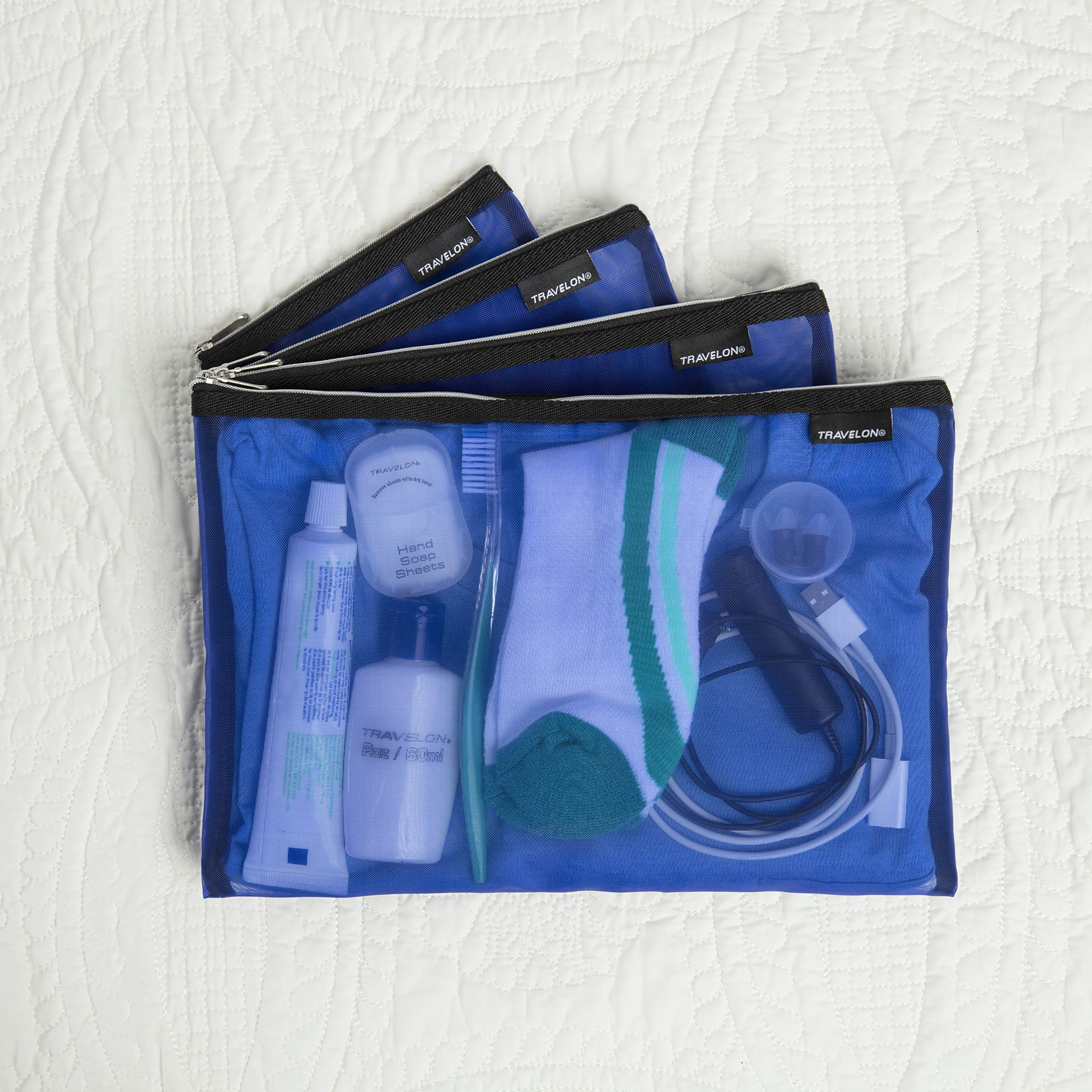 Travelon Gray Mesh Pouches Set of 4 - Compact & Versatile -  by Handbags Specialist Headquarter | Available at Handbags Specialist Headquarter