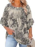 Plus Size Ruffle Sleeve Tunic Top