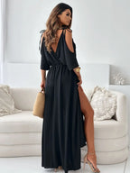Tied Shoulder Slit Maxi Dress - Maxi Dress by Trendsi | Available at Handbags Specialist Headquarter