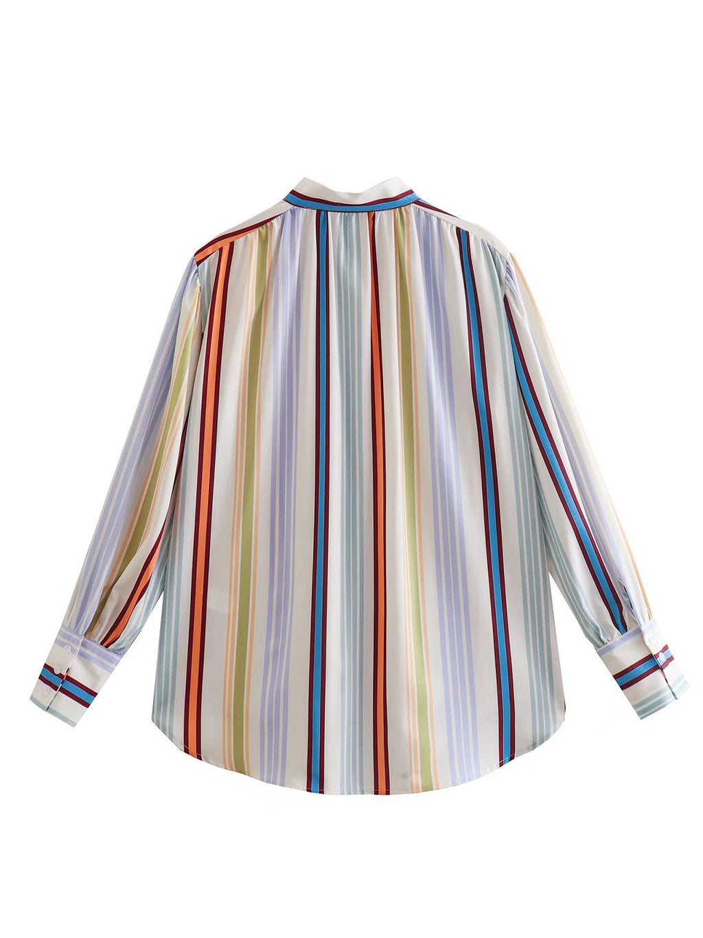 Striped Button Down Lantern Sleeve Shirt - Women's Down Shirt Tops by Trendsi | Available at Handbags Specialist Headquarter
