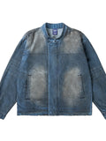 Men's Washed Denim Bomber Jacket - Men's jackets by Trendsi | Available at Handbags Specialist Headquarter