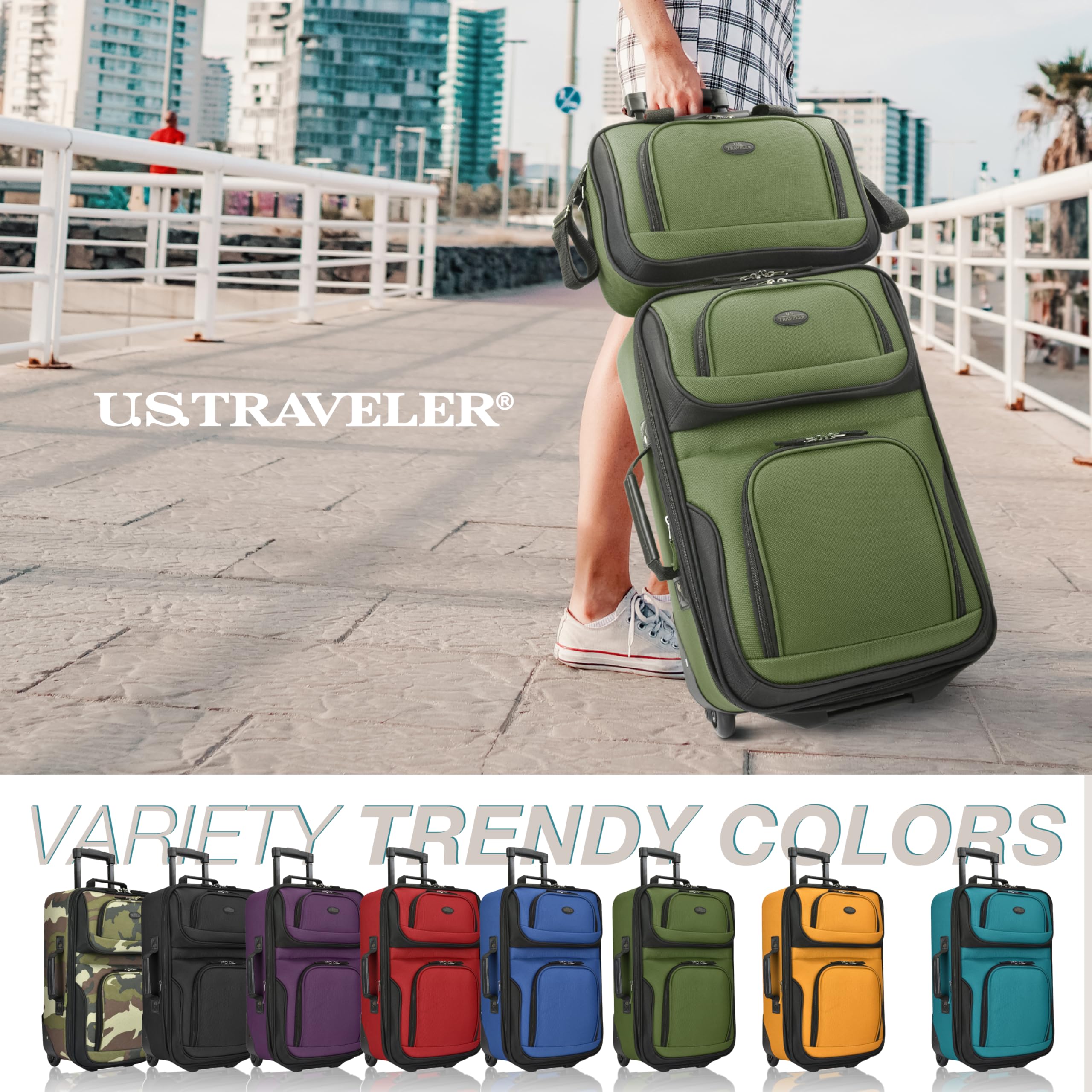U.S. Traveler Rio Expandable Orange Carry-on -  by Handbags Specialist Headquarter | Available at Handbags Specialist Headquarter