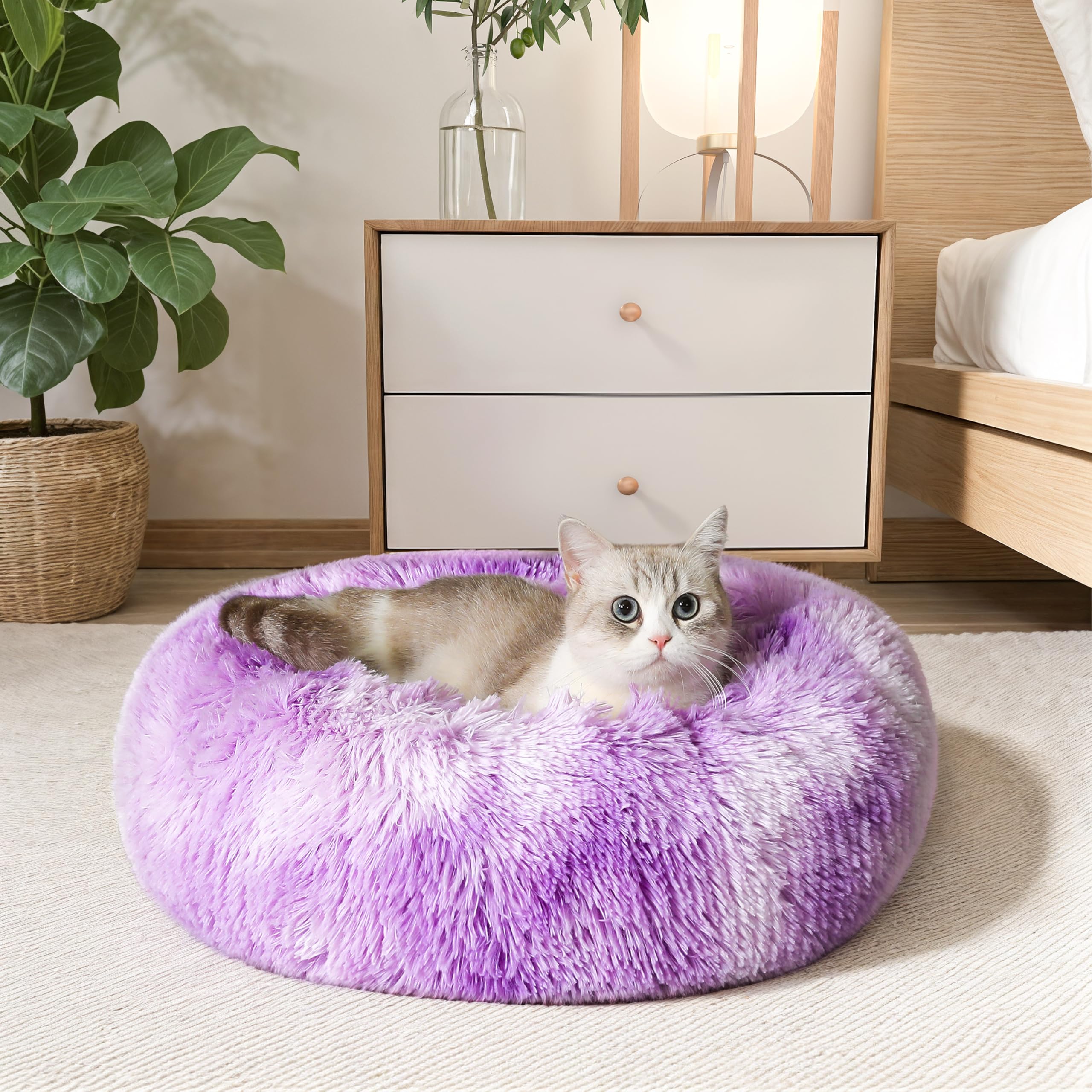 PawCozy Nest: Plush Anti-Anxiety Pet Bed, Light Grey -  by Handbags Specialist Headquarter | Available at Handbags Specialist Headquarter