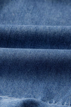 Spaghetti Straps V Neck Belted Ruffled Leg Chambray Romper - Women / Jeans & Denim by Trendsi | Available at Handbags Specialist Headquarter