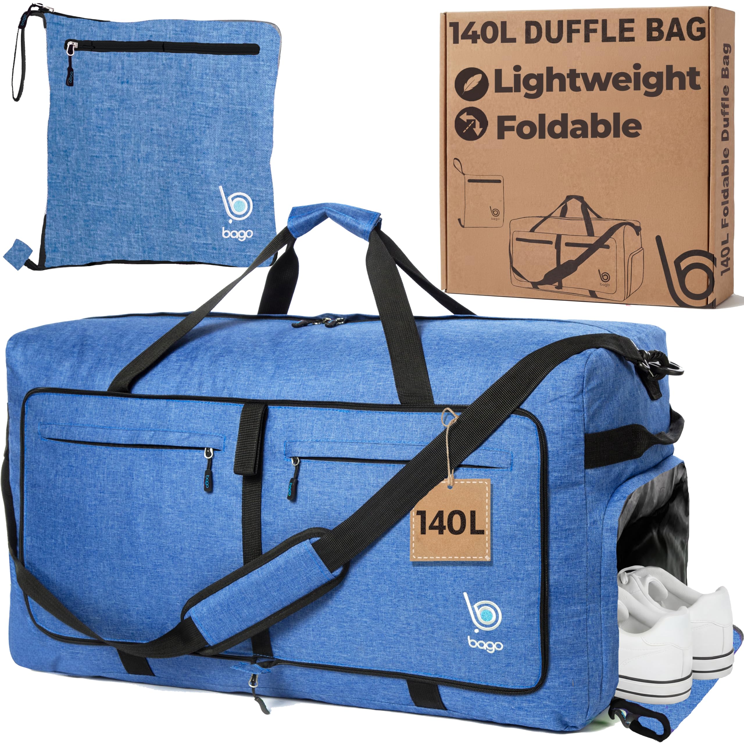Bago 60L Foldable Travel Duffle Bag with Shoe Compartment