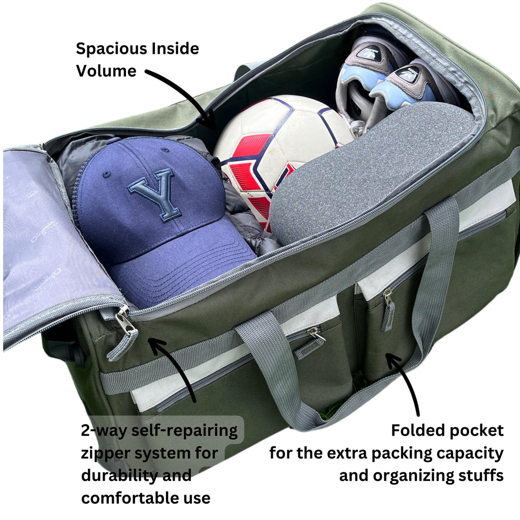 Olympia 22 Max Wheeled Duffel: 8-Pocket Water-Resist -  by Handbags Specialist Headquarter | Available at Handbags Specialist Headquarter