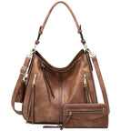 Lapsting Boho Faux Leather Hobo Shoulder Bag