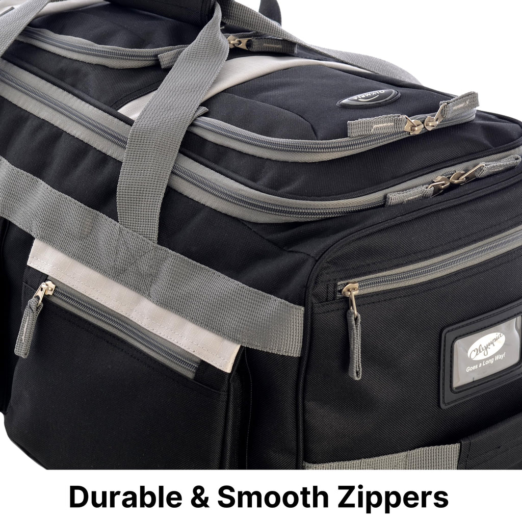 Olympia 22 Max Wheeled Duffel: 8-Pocket Water-Resist -  by Handbags Specialist Headquarter | Available at Handbags Specialist Headquarter