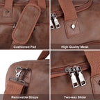 Leather Travel Bag with Shoe Pouch, Brown