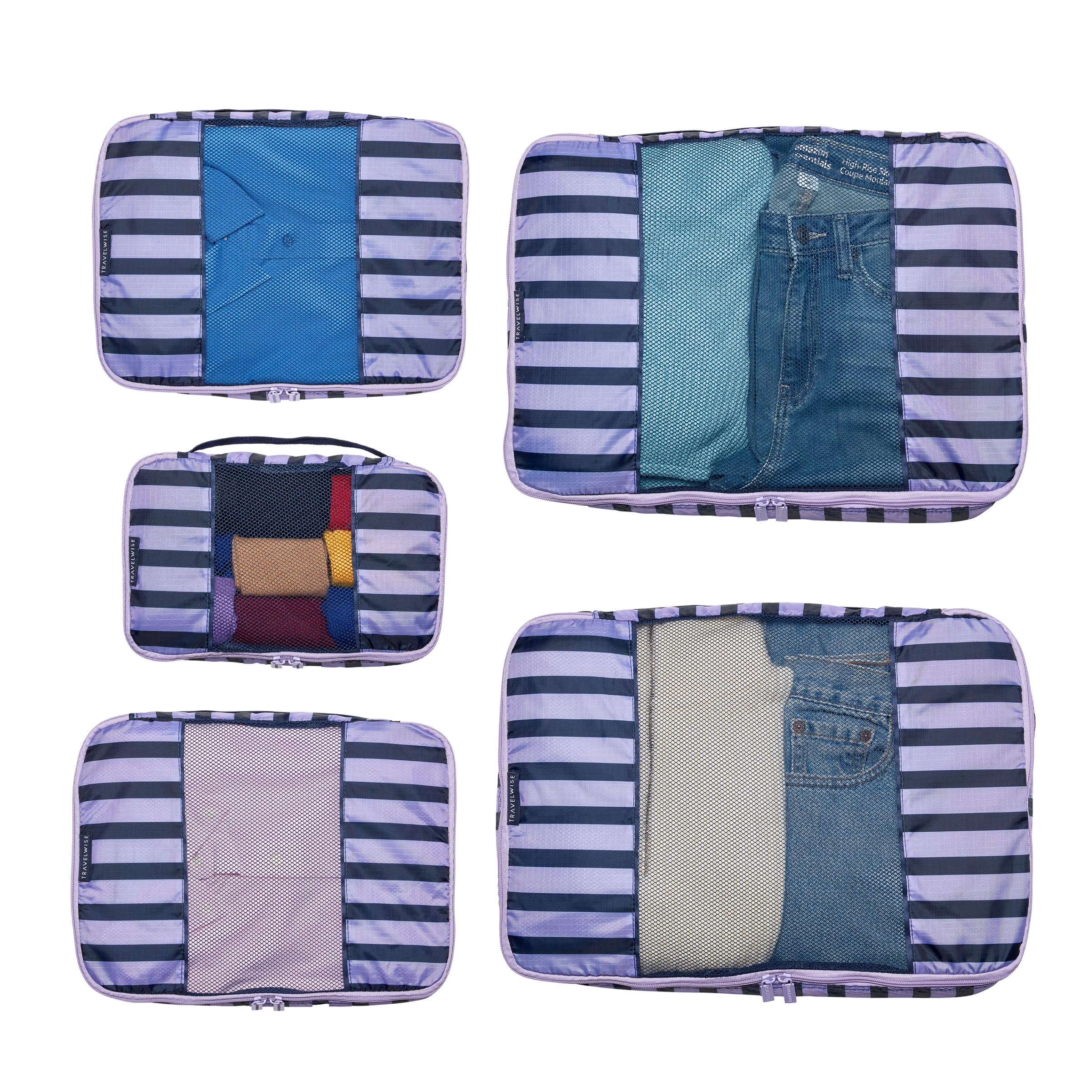 TravelWise Weekender Packing Cube Set - Silver 5-Piece - Luggage Travel Bags by Handbags Specialist Headquarter | Available at Handbags Specialist Headquarter