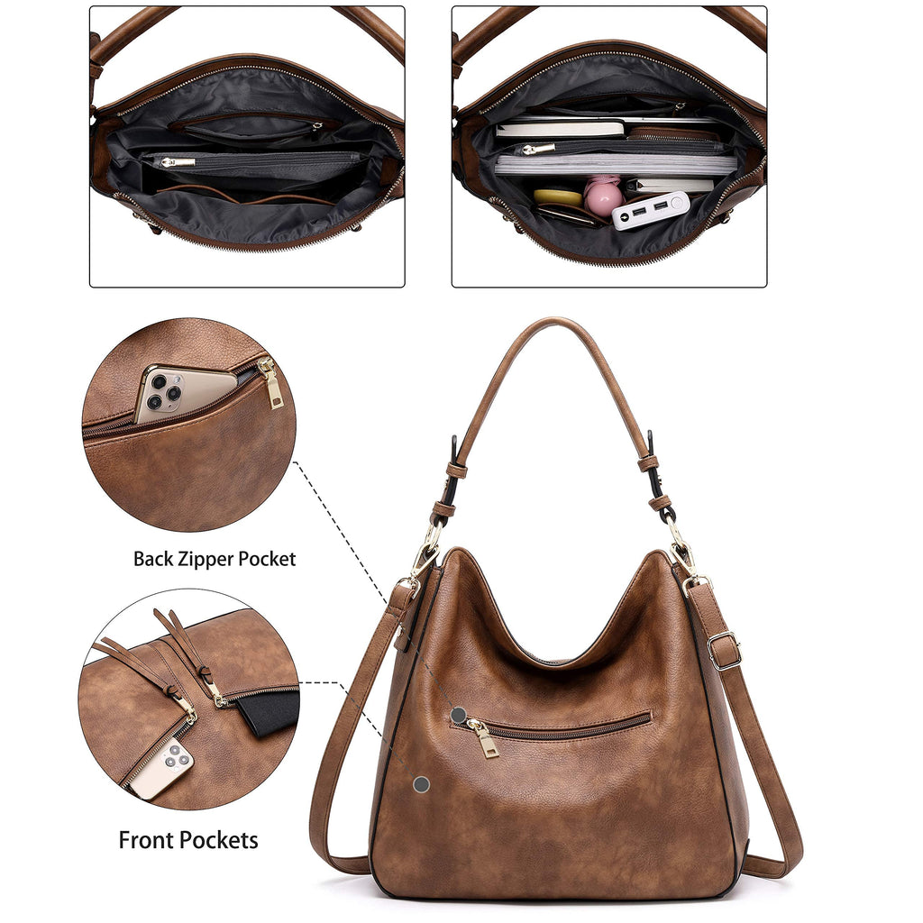 Lapsting Boho Faux Leather Hobo Shoulder Bag