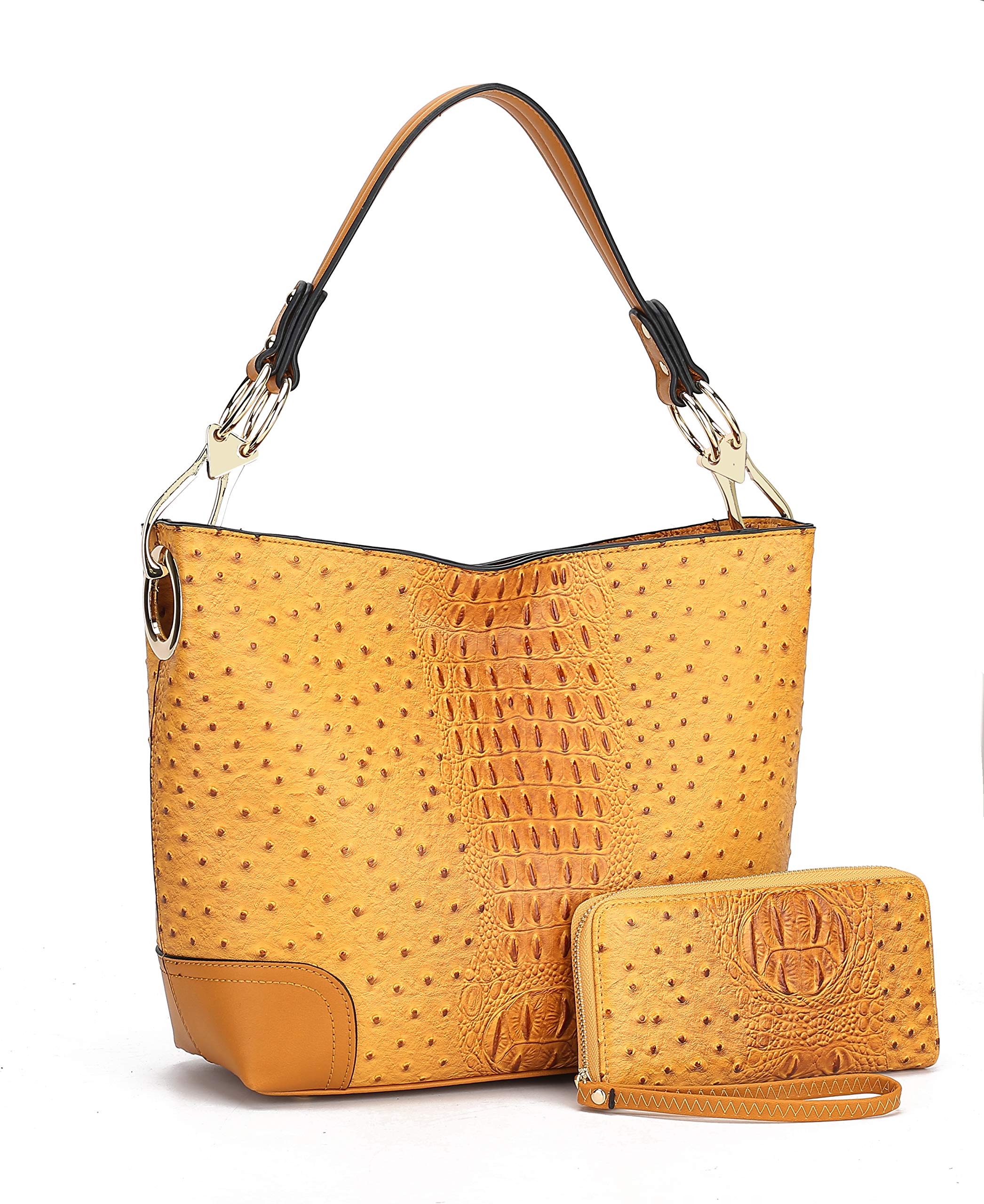 Orange Hobo Shoulder Bag & Wallet Set