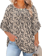 Plus Size Ruffle Sleeve Tunic Top