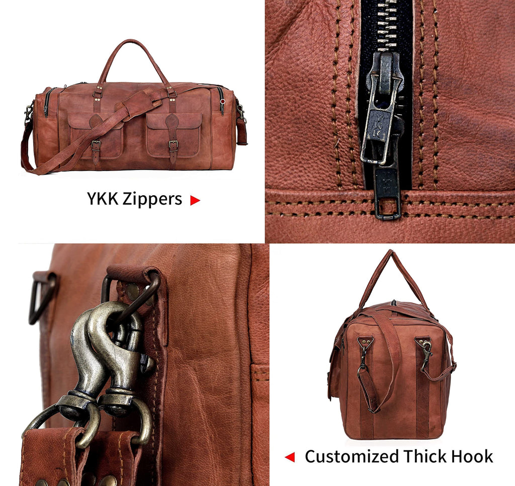 Leather Duffle Bag for Men - 21 Brown