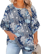 Plus Size Ruffle Sleeve Tunic Top
