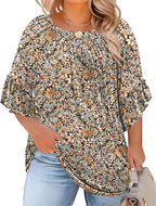 Plus Size Ruffle Sleeve Tunic Top