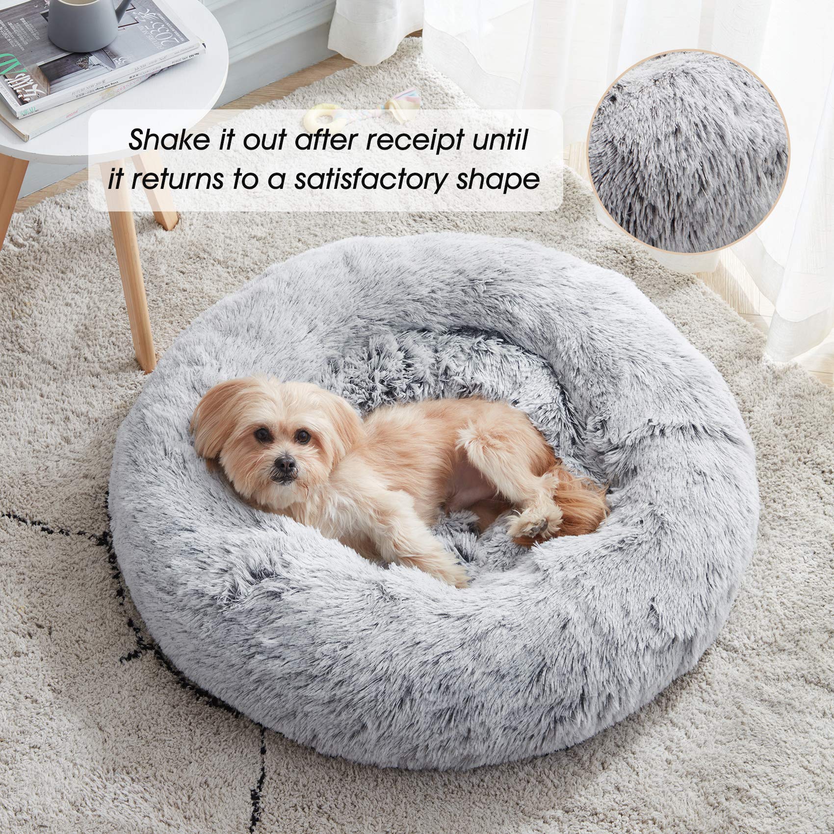 PawCozy Nest: Plush Anti-Anxiety Pet Bed, Light Grey -  by Handbags Specialist Headquarter | Available at Handbags Specialist Headquarter