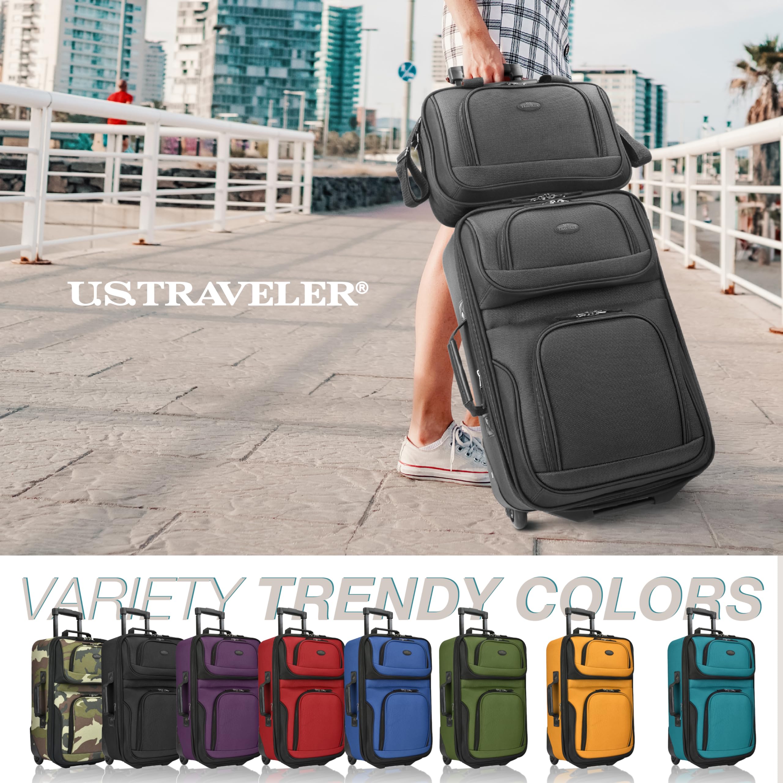 U.S. Traveler Rio Expandable Orange Carry-on -  by Handbags Specialist Headquarter | Available at Handbags Specialist Headquarter