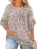 Plus Size Ruffle Sleeve Tunic Top
