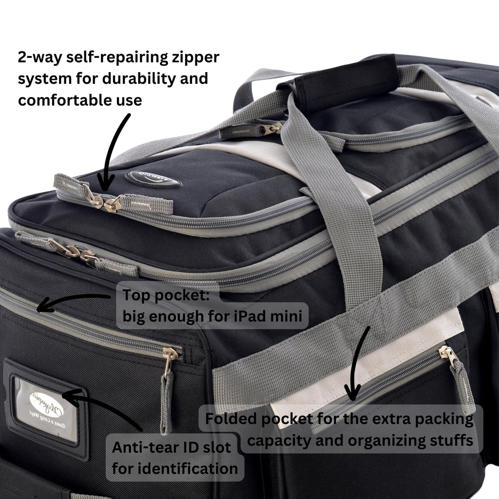 Olympia 22 Max Wheeled Duffel: 8-Pocket Water-Resist -  by Handbags Specialist Headquarter | Available at Handbags Specialist Headquarter