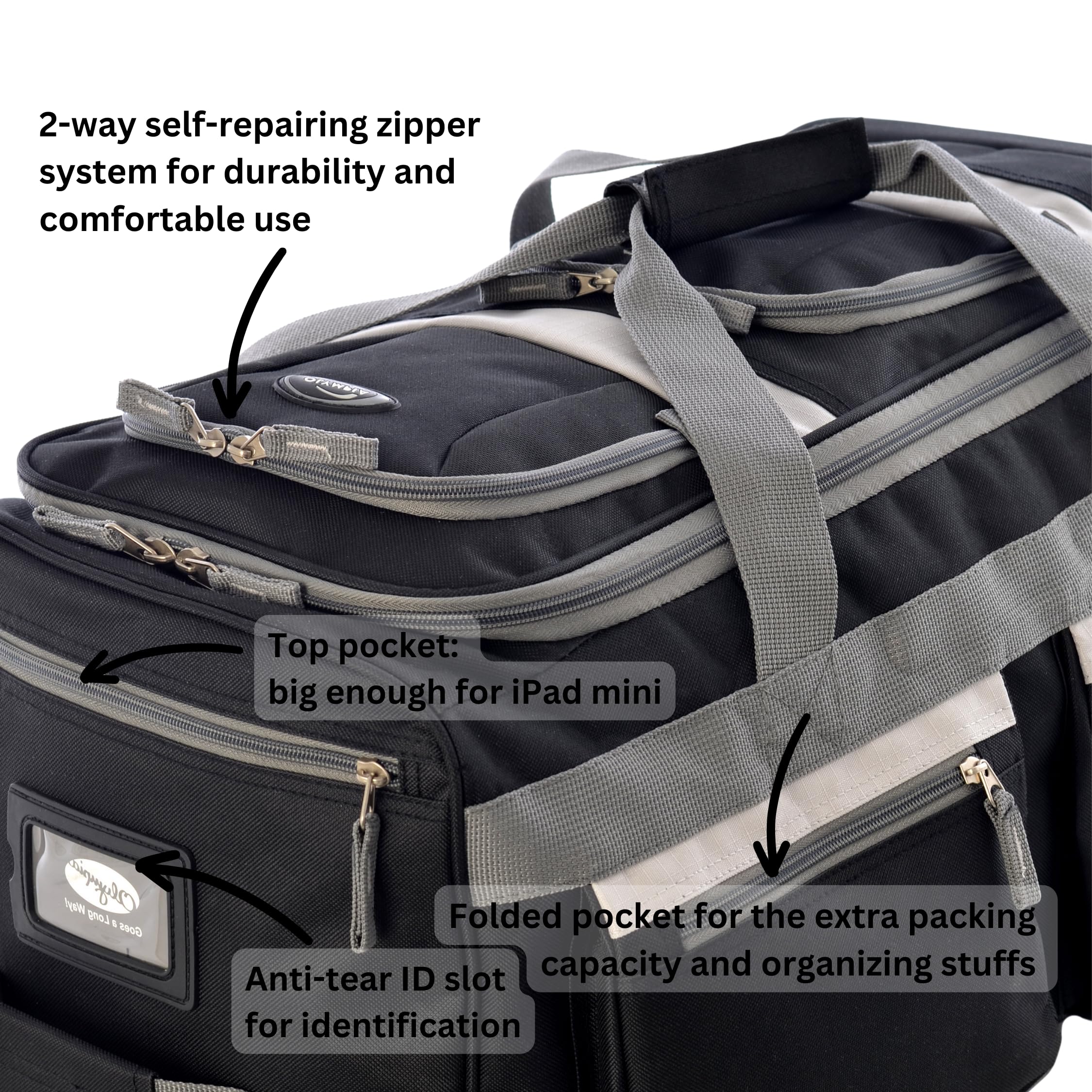 Olympia 22 Max Wheeled Duffel: 8-Pocket Water-Resist -  by Handbags Specialist Headquarter | Available at Handbags Specialist Headquarter