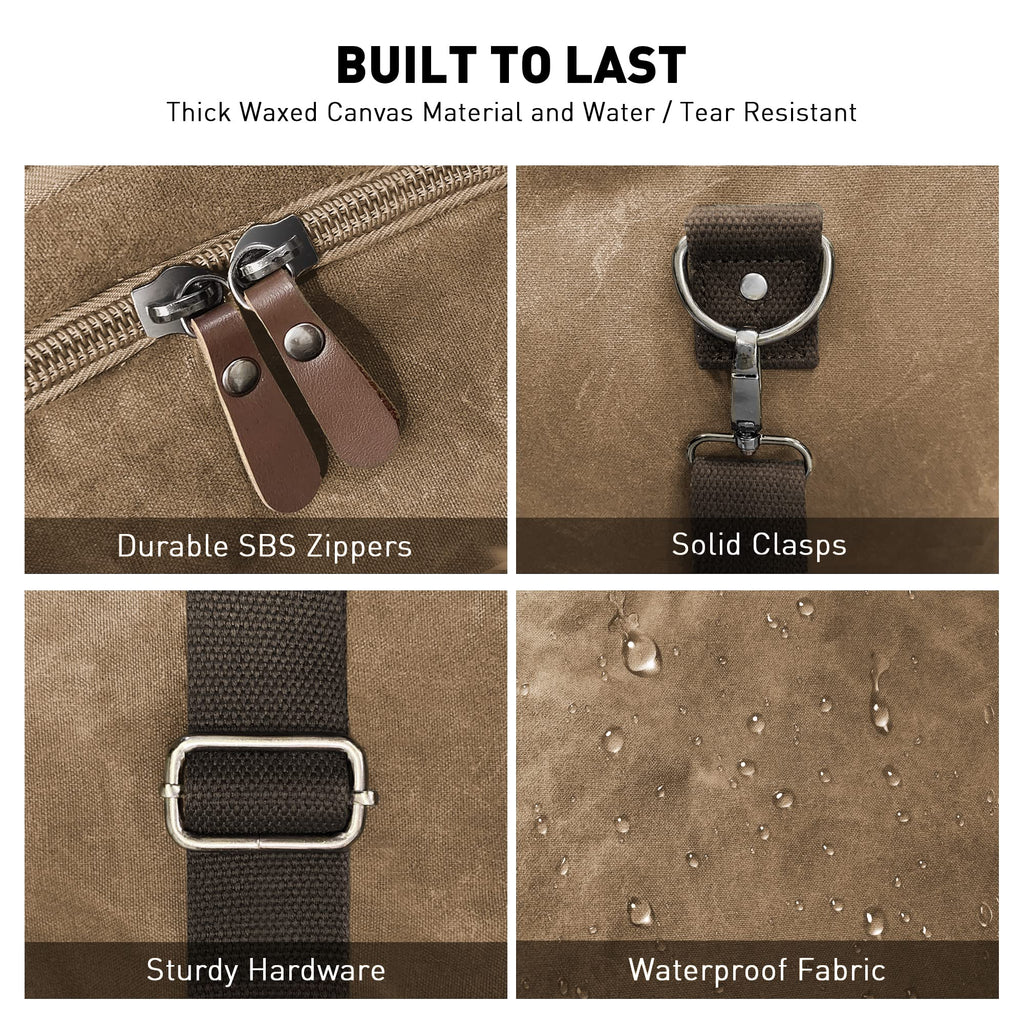 Wildroad 50L Waxed Canvas Waterproof Duffle Bag