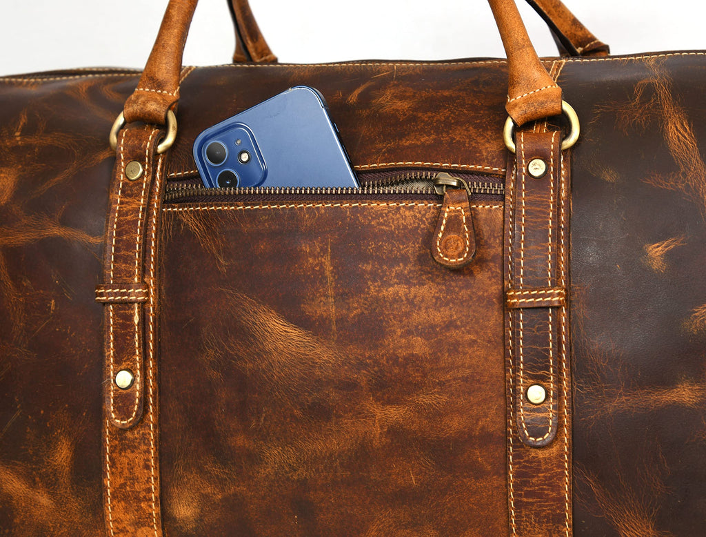 Leather Travel Duffel Bag for Men & Women