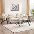 TriGlass Chic: Sleek 3-Piece Coffee Table Set - decor by Trendsi | Available at Handbags Specialist Headquarter