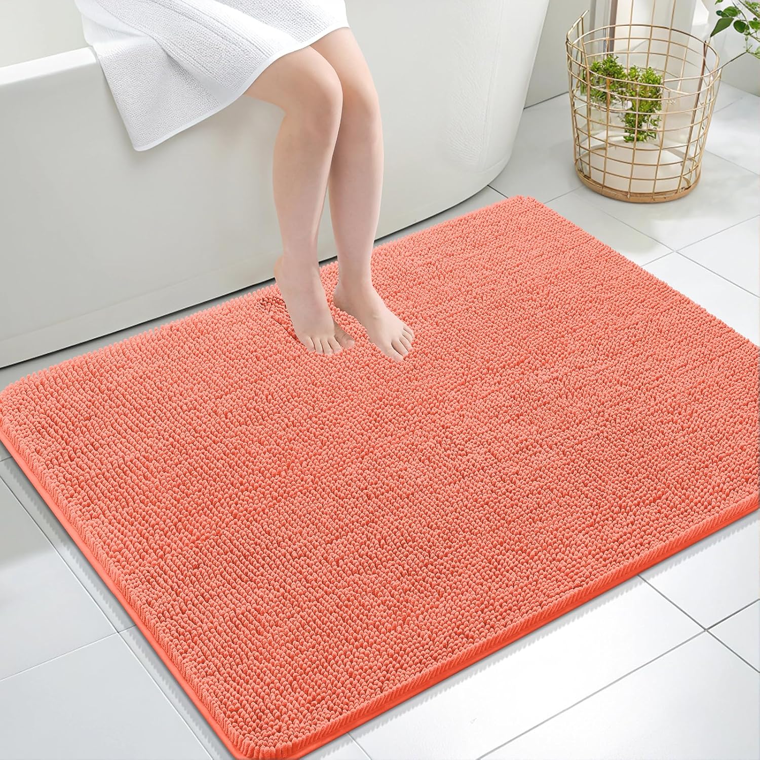 OLANLY Luxe Chenille Bath Mat - Quick Dry & Soft - Decor by Handbags Specialist Headquarter | Available at Handbags Specialist Headquarter