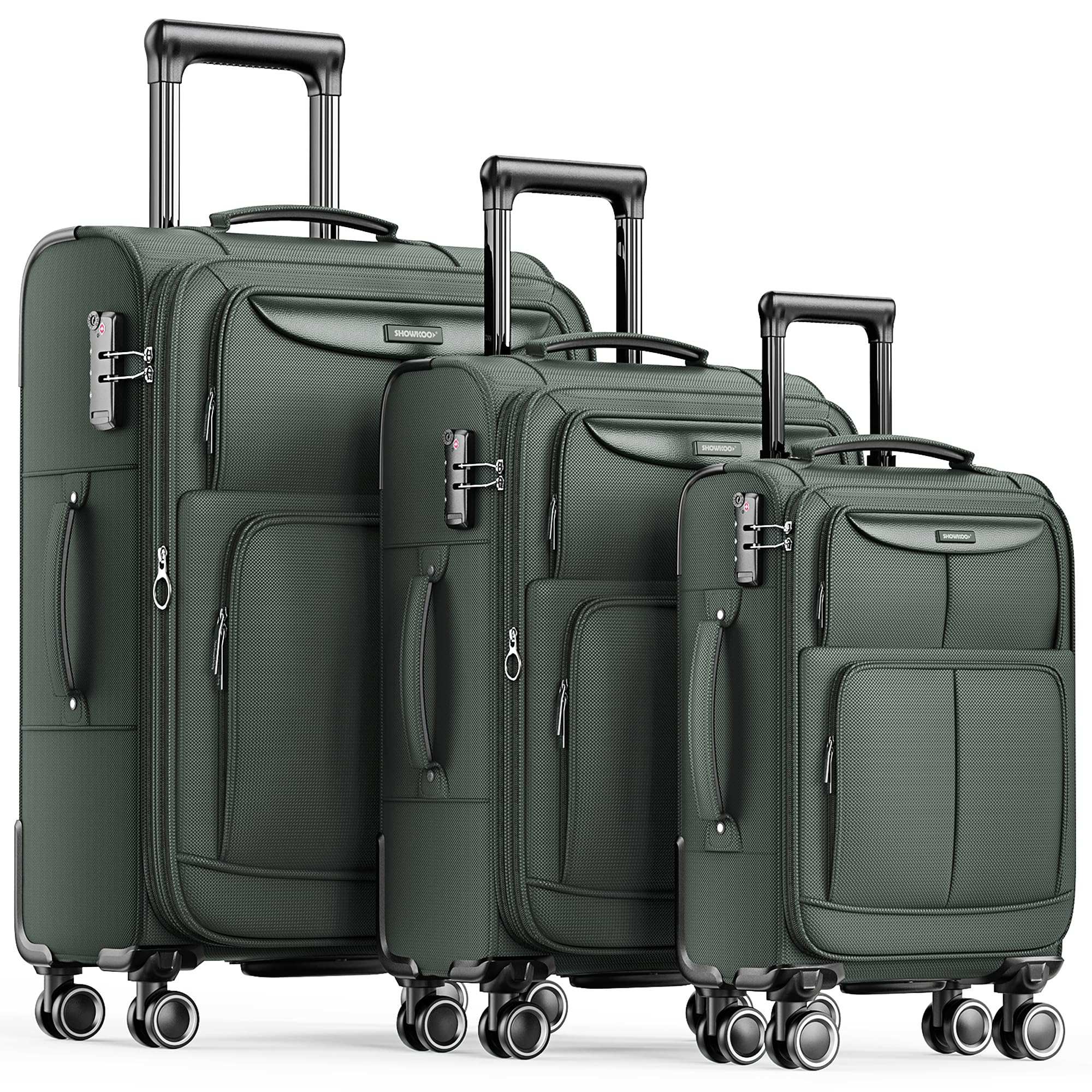 SHOWKOO Armygreen 3-Piece Expandable Luggage Set - Luggage Travel Bags by Handbags Specialist Headquarter | Available at Handbags Specialist Headquarter
