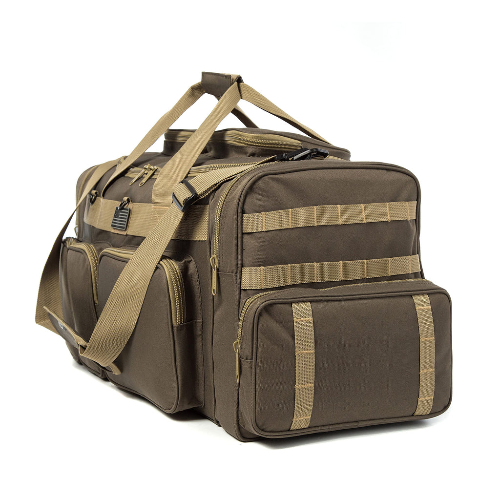 K-Cliffs Heavy Duty Tactical Range Duffel Quality Gear Travel Sports Gym Equipment Bag Military Molle Lockable Zippers with US Flag Patch 27 Inch Black – ##variant## 